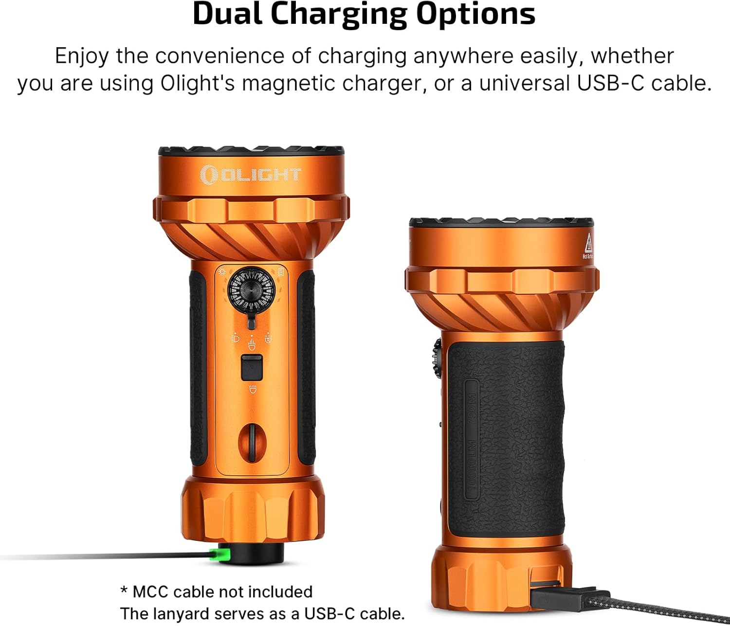 OLIGHT Marauder Mini 2 Bright Flashlight 10,000 Lumen with 750 Meters Beam Distance, Rechargeable Light with Dual Charging & 5 Lighting Modes for Outdoor, Camping, Emergencies (Orange)