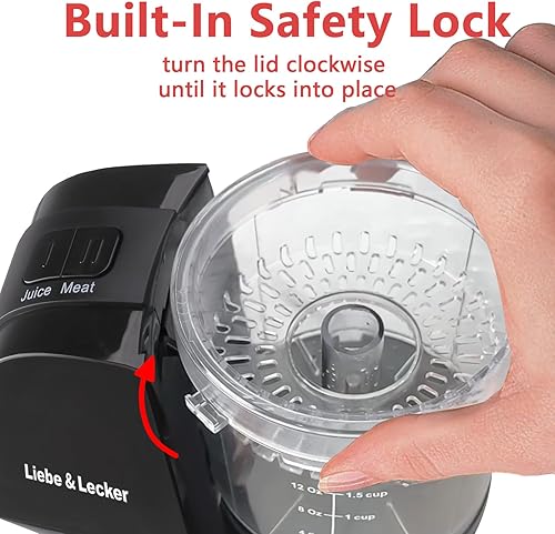 Miniatura 4 de Liebe&Lecker Mini procesador de alimentos 2 en 1, mini picador de 1.5 tazas y exprimidor de cítricos para cortar verduras, carne y exprimir jugo de