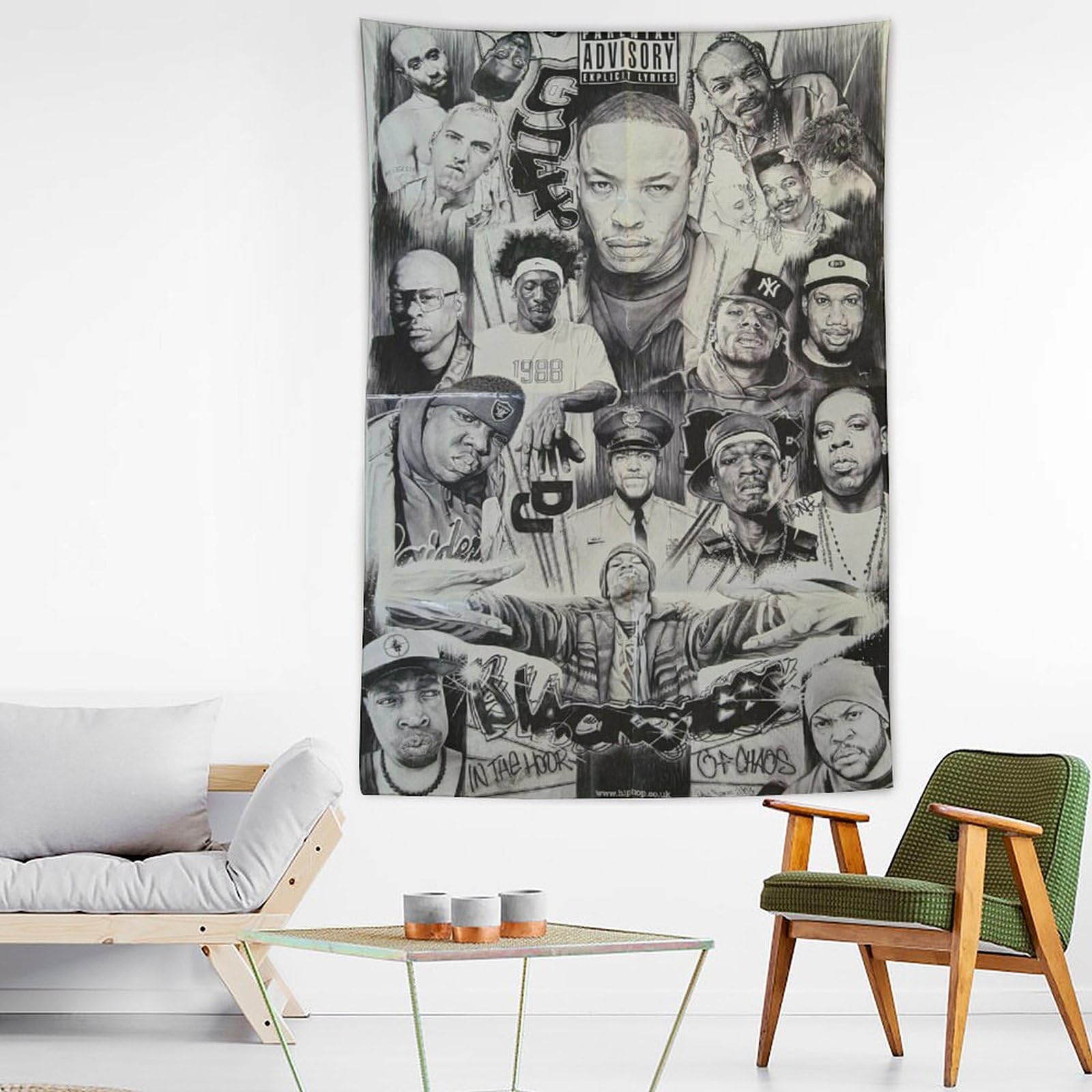 Poster da parete con cantante rap hip hop e stelle (7), decorazione da parete, decorazione moderna, 152,4 x 228,6 cm
