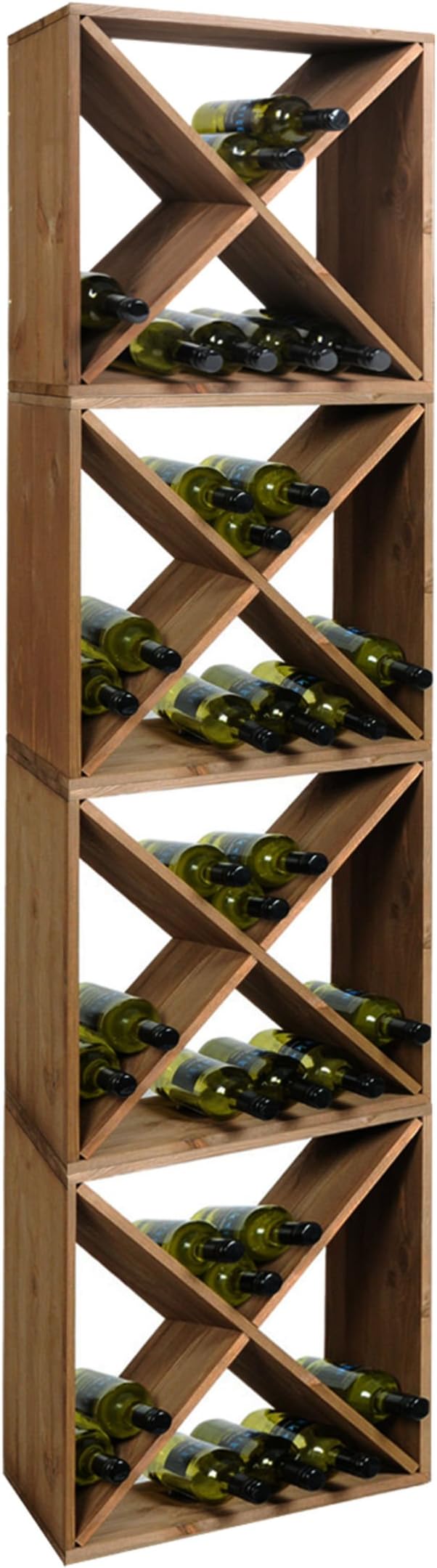 Wine rack, bottle rack system CUBE 50,"X", 4 piece set, H200 x W50 x D25 cm