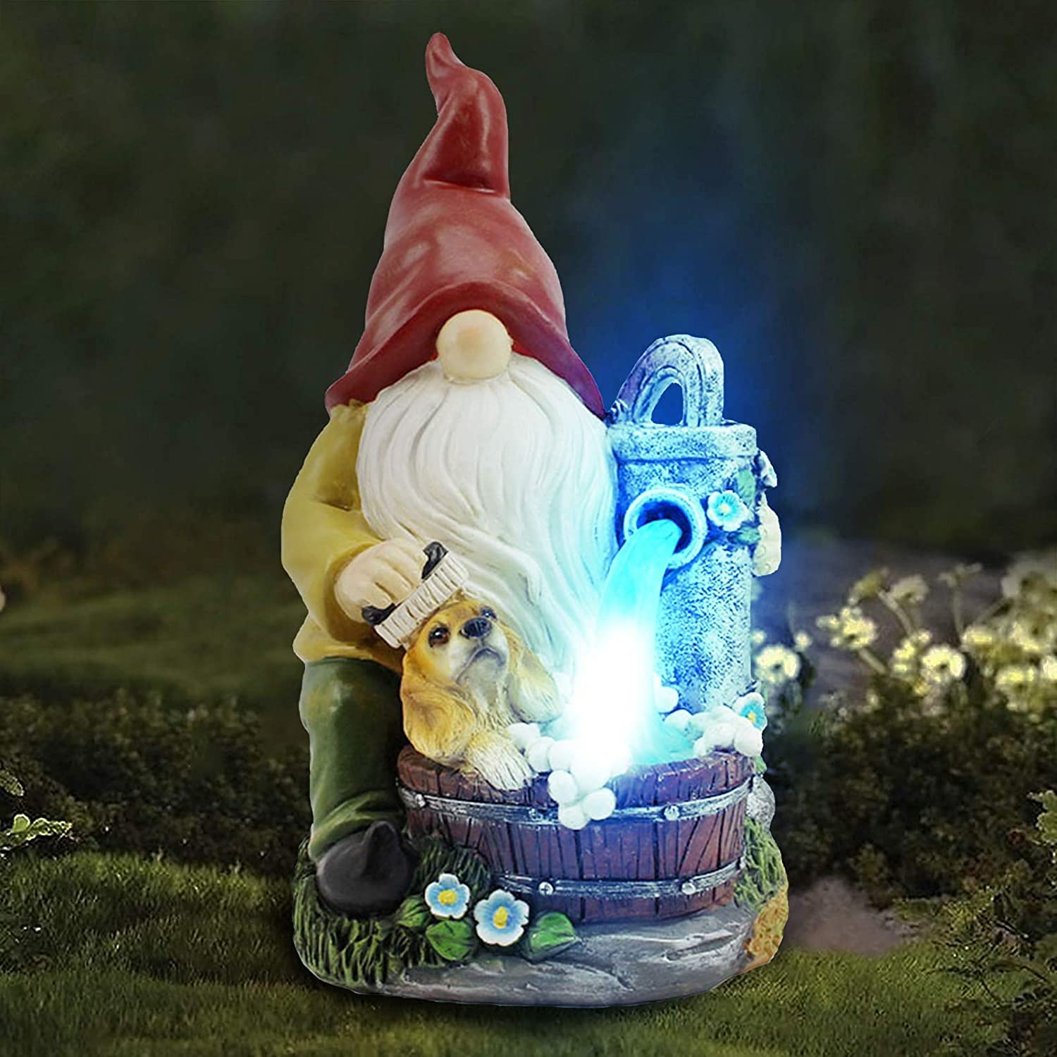 Solar Luminous Garden Krasnal rzeźba American Country Elf krasnal ornamenty prace ogrodowe podwórko trawnik ornamenty 16 x 14 x 27 cm (kolor: czerwony)