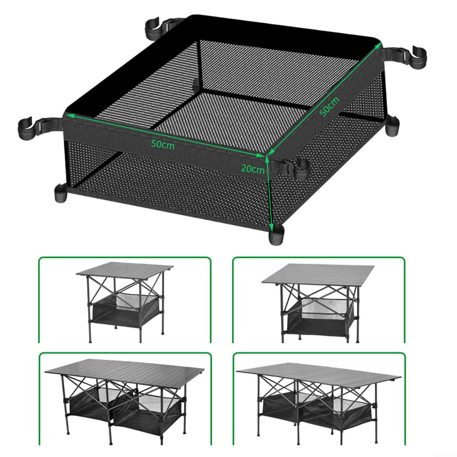 Untertisch Aufbewahrungstasche Camping unter dem Tisch Rack Tasche faltbare Campingtisch Netzkorb Organizer Aufbewahrung Netzstoff Tischaufbewahrungstasche