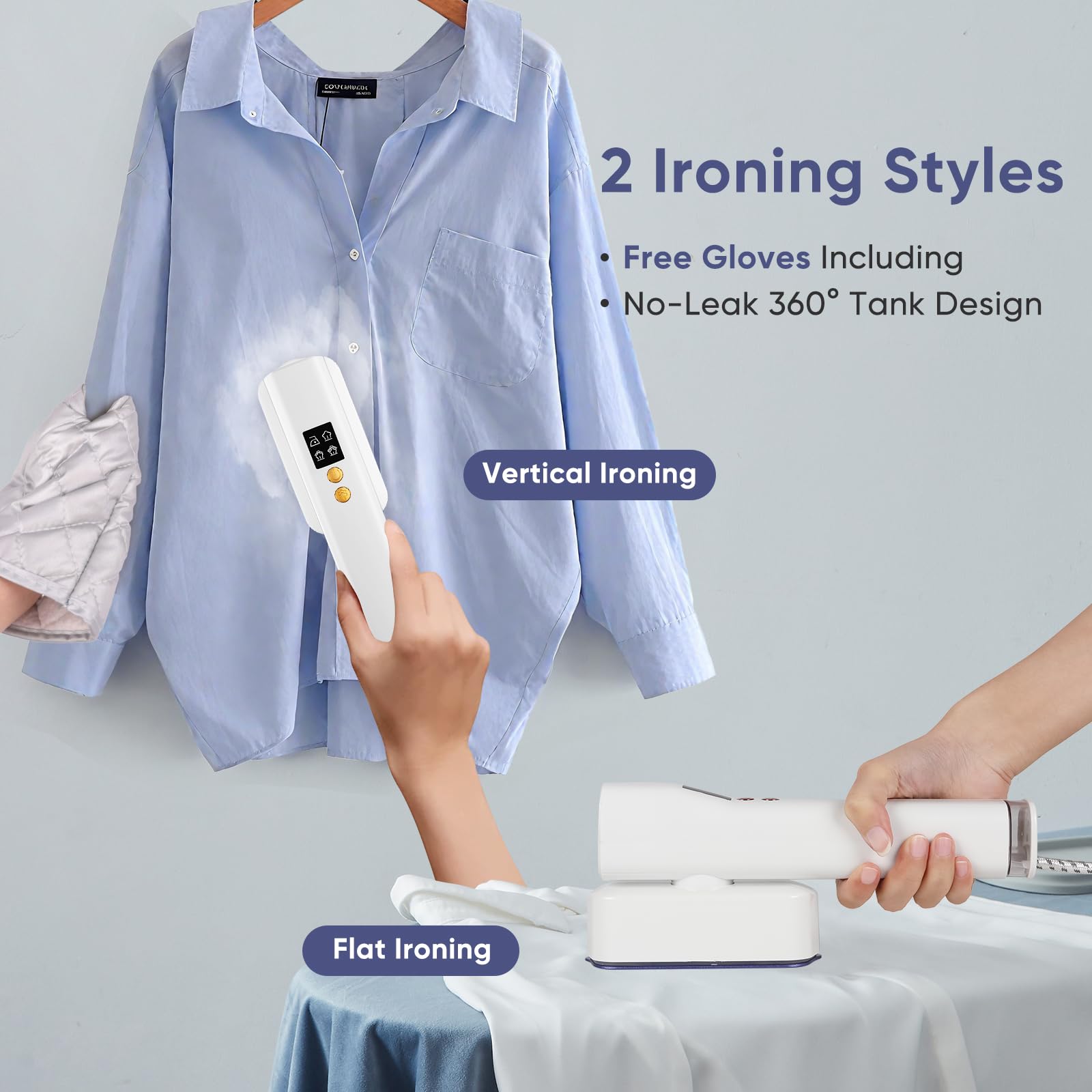 ZStarlite Travel Steamer for Clothes,100-240V Dual Voltage Clothes Steamer,2 in 1 1200W Handheld Garment Steamer Clothing,4 Modes - Image 7