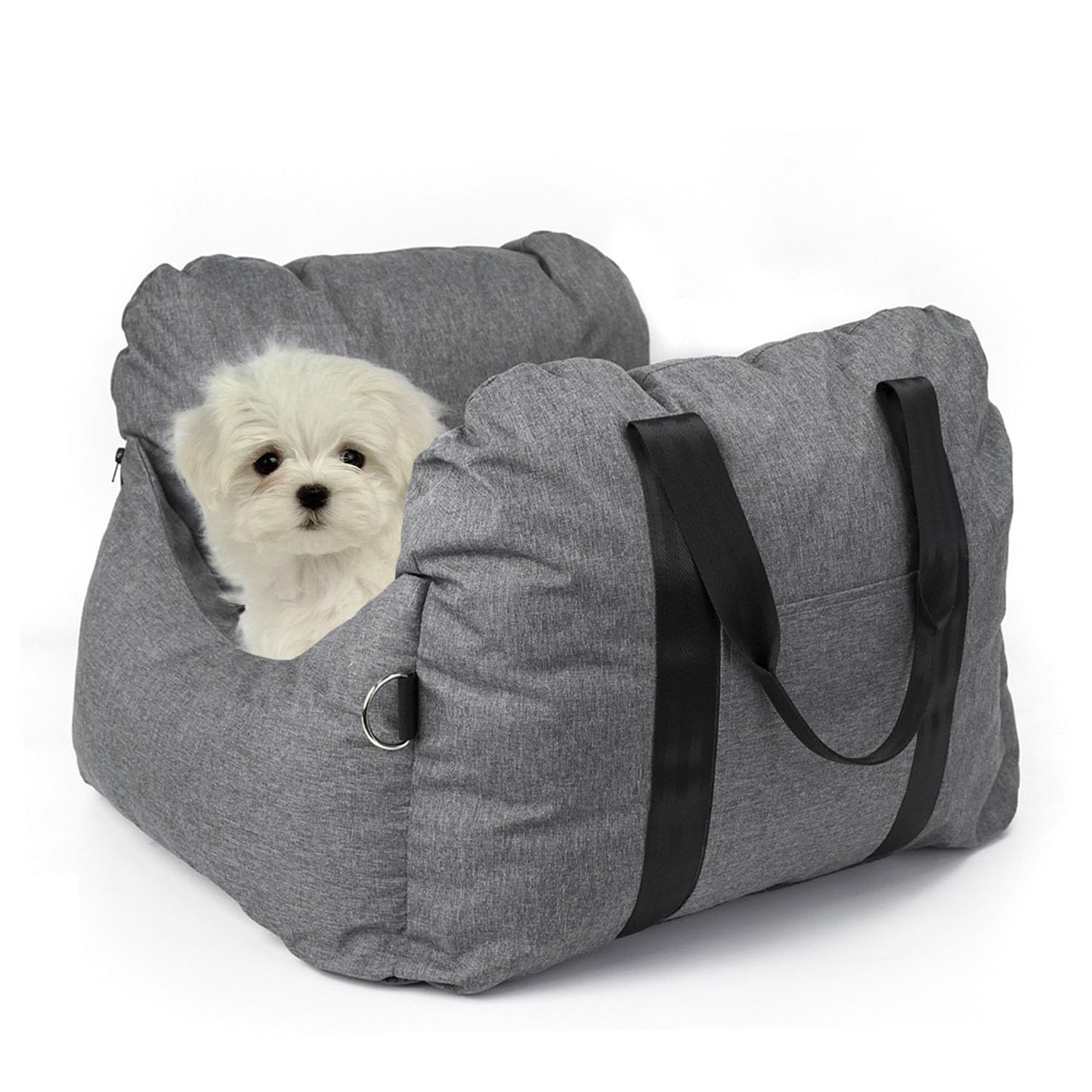 TOOSOAR Asiento de Coche para Perros,Asiento de Perro Pequeño con Hebilla Fija y Bolsillos de Almacenamiento,Cama de Perro Engrosada Asiento de Coche para Mascotas,60x58x38cm, Gris
