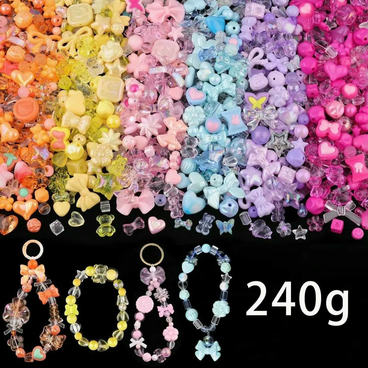 1 bolsa de cuentas acrílicas de colores surtidos estilo caramelo para hacer pulseras, joyas, cadenas para teléfono y otros accesorios hechos a mano - Rojo 500 g