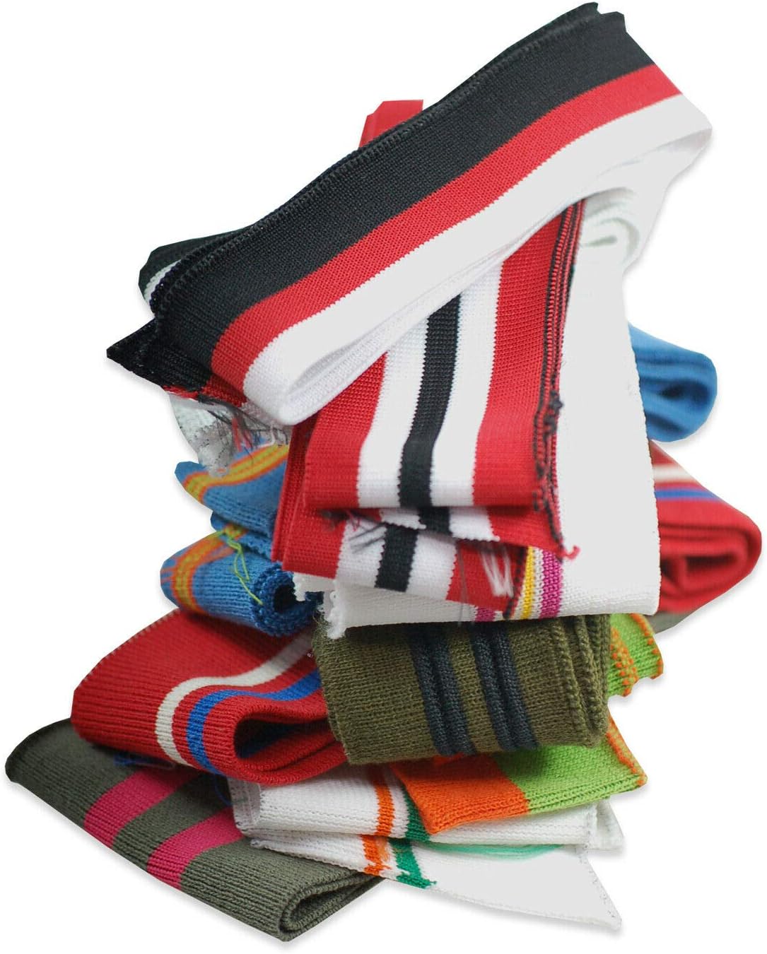 Knit Rib Cuff & Waistbands Crafts Pack Mix Designs Ribbing.10 pcs Pack Remnants,Great Value, Striped and Plain Fabric Ribbed Trims,No Choice of Selection;Each Pack Unique.