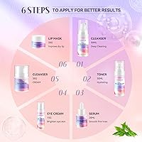 Vista 6 de Ofanyia Juego de cuidado de la piel con retinol de colágeno, 6 piezas antienvejecimiento con limpiador hidratante, crema de ojos, tónico, crema