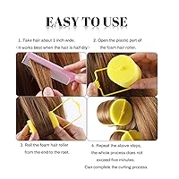 Vista 5 de Rodillo de esponja de espuma jumbo para el cabello, rodillos suaves para dormir, peinados ondulados, rizados, herramientas de peinado de 24 piezas