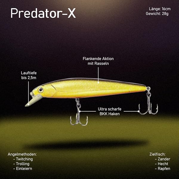 Major Fish Hecht Zander Wobbler Predator X 16 cm 28 G Minnow - 2