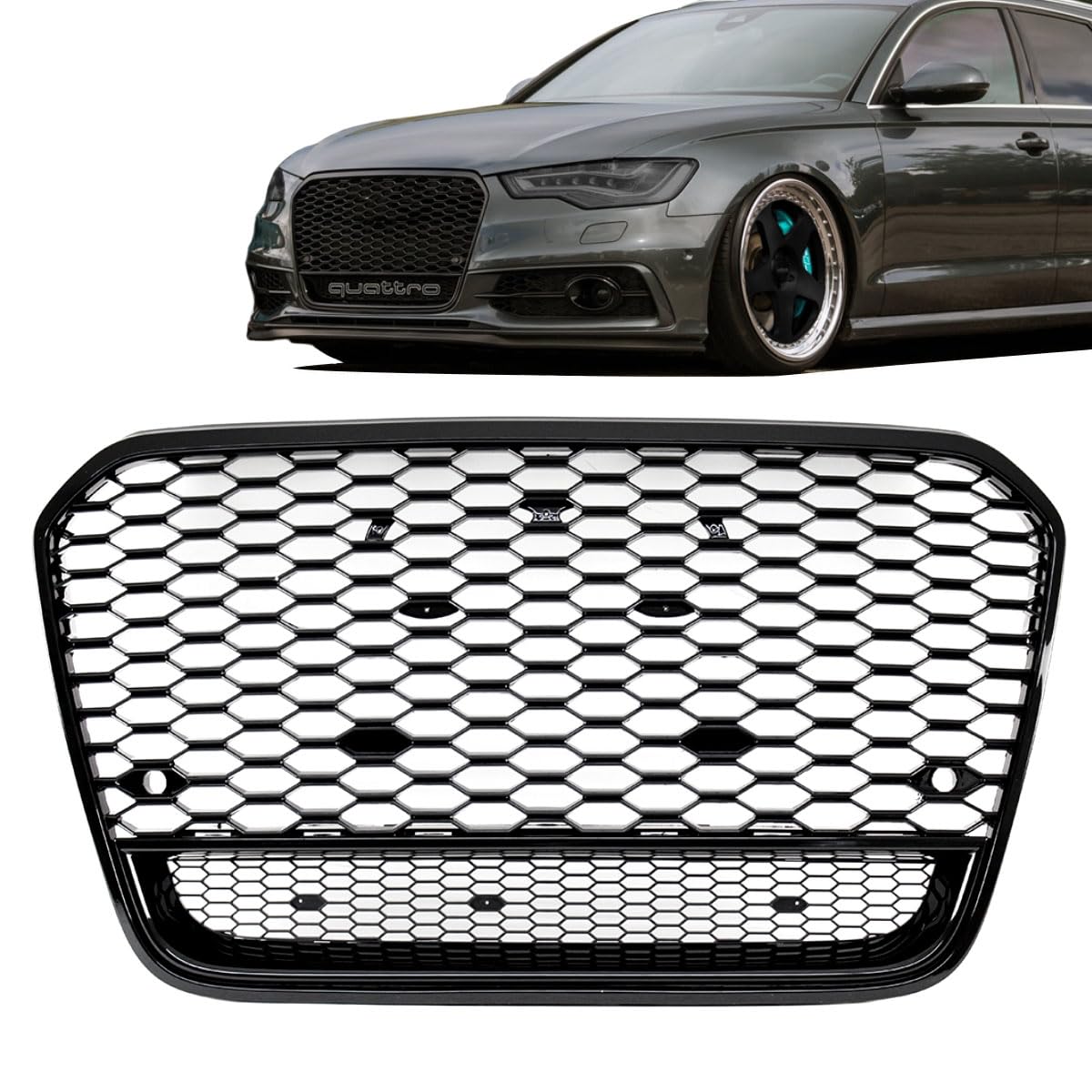 DM Autoteile Sport Wabendesign Kühlergrill Hochglanz Schwarz passt für A6 4G C7 bj 10-14 außer RS6 S6