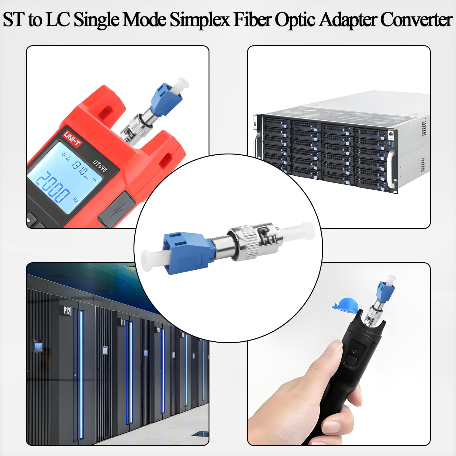 QIANRENON ST Maschio a LC Femmina Ibrida Fibra Convertitore SM 9/125μm ST/UPC a LC/UPC Monomodale Fibra Ottiche Adattatore Accoppiatore, per Rossa Luce Penna Ottica Potenza Misuratore Patch Cavo