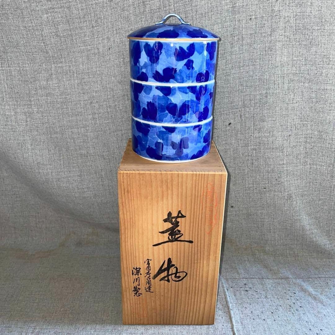 深川製磁　蓋物　三段重　重箱　小鉢　漬物皿　茶道具　菓子器　おせち料理　お正月 深川製磁 蓋物 三段重 重箱 小鉢 漬物皿 茶道具 菓子器 おせち
