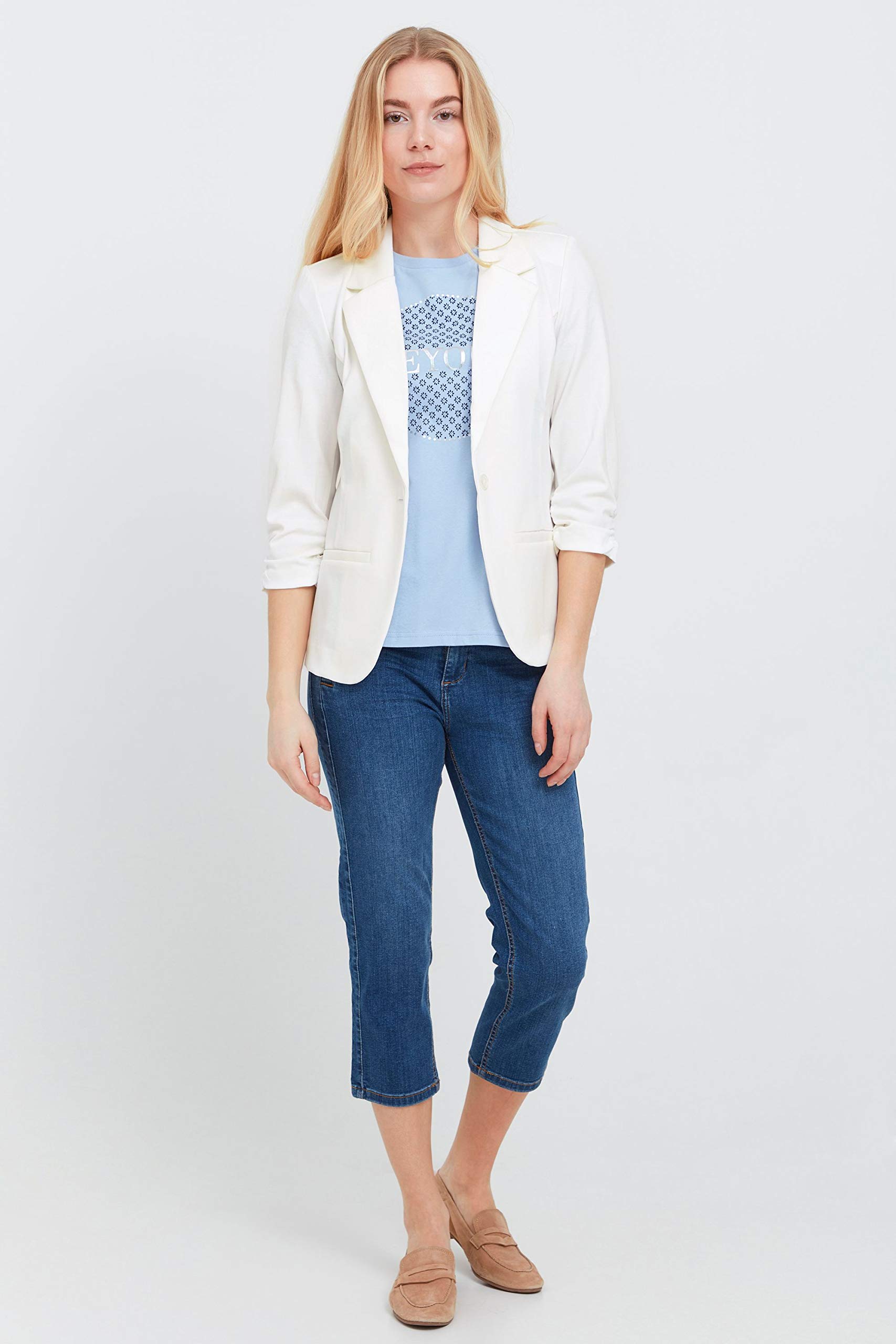 fransa FRZablazer Damen Blazer Kurzblazer Jacke mit Stretch Geraffte Ärmel mit Taschen