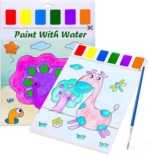 Libros para colorear de agua para niños de 4 a 8 años, libro de pintura con agua para niños pequeños, papel de pintura de acuarela para niños y