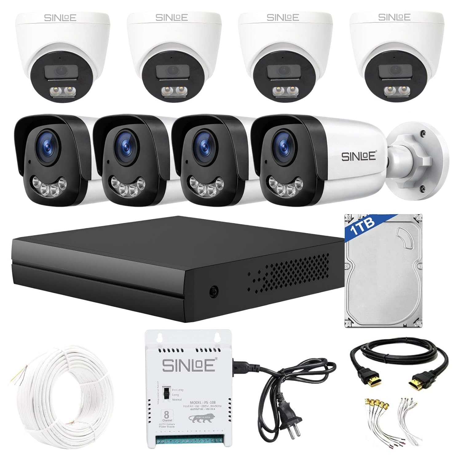 8 Channel 1080P Full HD DVR 2MP Night Color 4 Dome + 4 Bullet, 1TB Hard Disk Full Combo Set-image-30