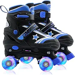 Patins infantis para meninas e meninos com rodas iluminadas | Sapatos de patins de tamanho ajustável para jovens e mulheres de 5 a 8 e 8 a 12 anos