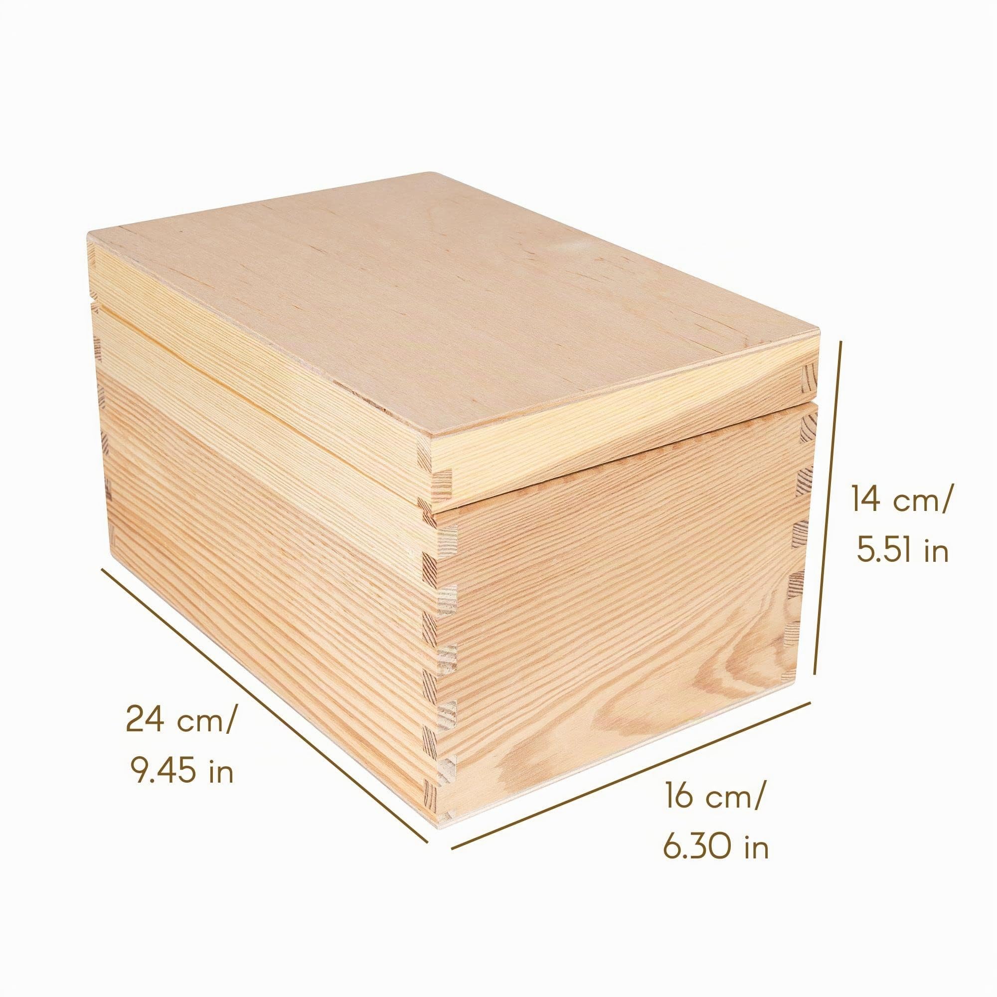 Creative Deco Boite Rangement en Bois pour CD et DVD | 16 x 24 x 14 cm | 3 Compartiments | avec Couvercle et Sans Poignées | Non-Peint et Non-Fini | Boîte Organiseur Bureau Coffre Malle Noël