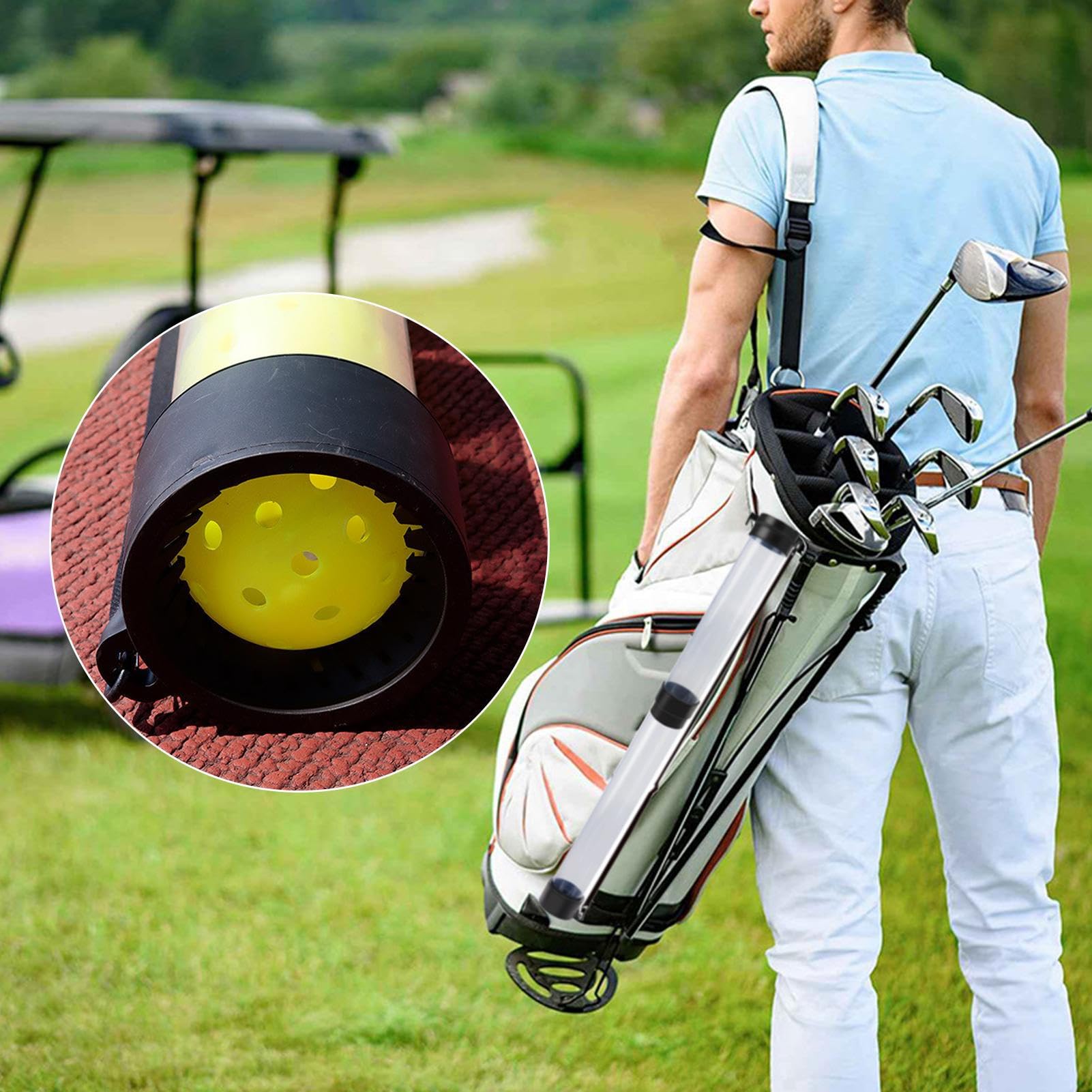 Raccoglitore Di Palline Da Tennis A Tubo Tubo Per Afferrare Palline Da | Tubo Pickleball Rimovibile con Imbracatura Spalla per Operatori da Golf e Istruttori