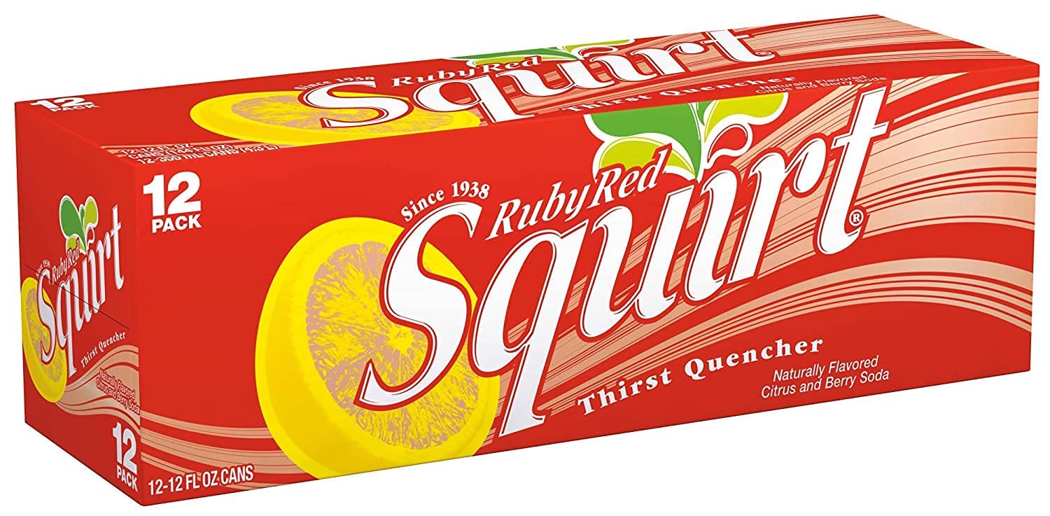 Squirt Ruby Red Grapefruit Soda Soft Drink Cans - 3 Cases (36 Count)