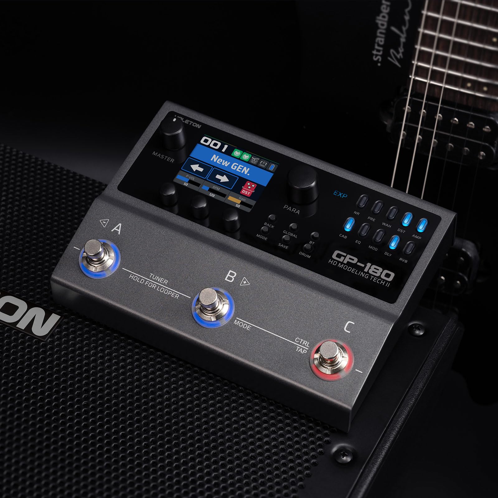 VALETON Processore multieffetto per chitarra con modellazione HD, 200+ effetti, supporto IR e NAM, looper, drum machine, interfaccia audio USB GP-180