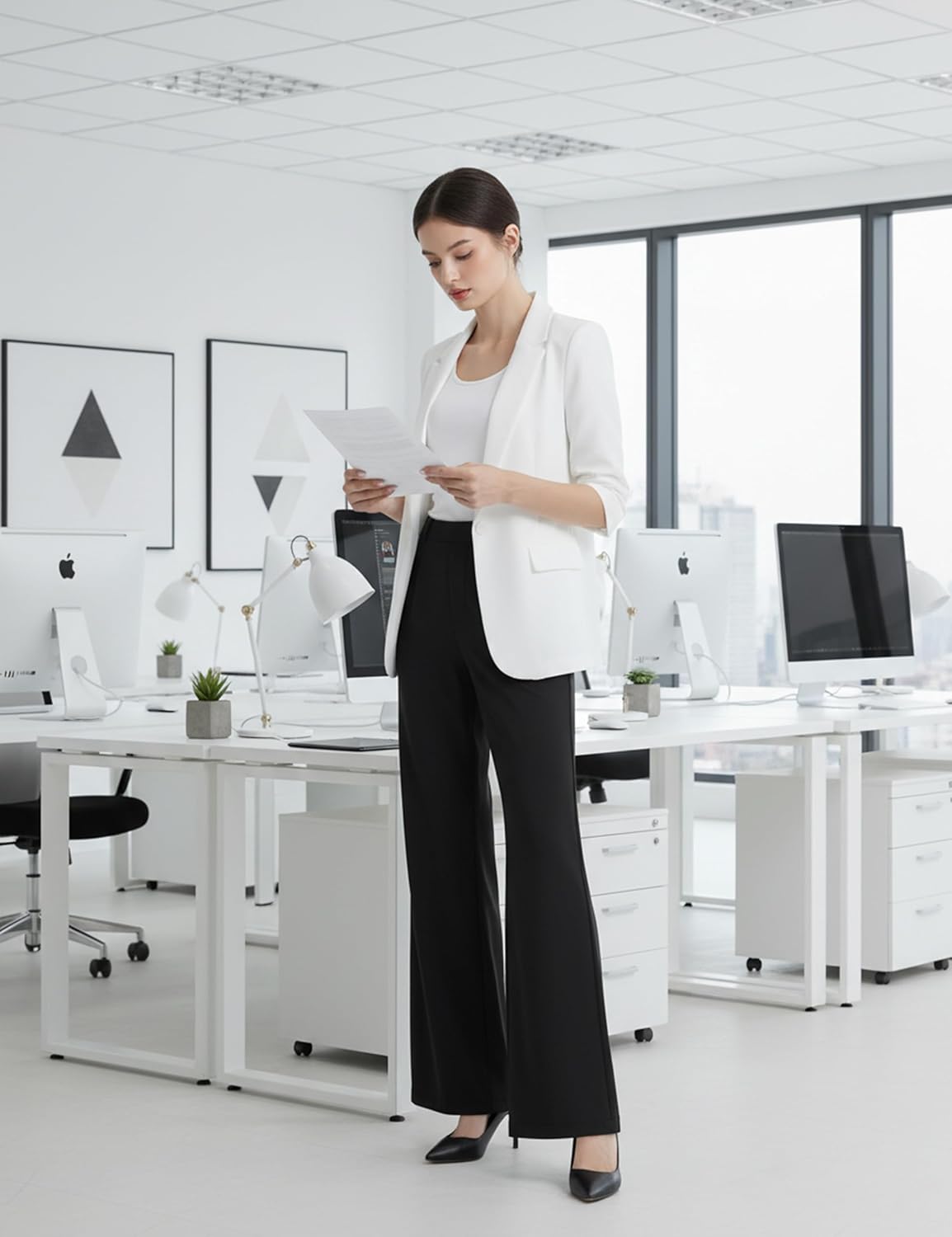 V VOCNI Women's Dress Pants Wide Leg Work Pants High Waist Business Casual Stretchy Dressy Trousers Office Slacks - Image 6