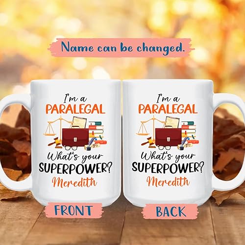 Miniatura 2 de Taza de café blanca con texto en inglés "I A Paralegal What's Your White", taza de café personalizada de 11 onzas, 15 onzas, taza de té de cerámica