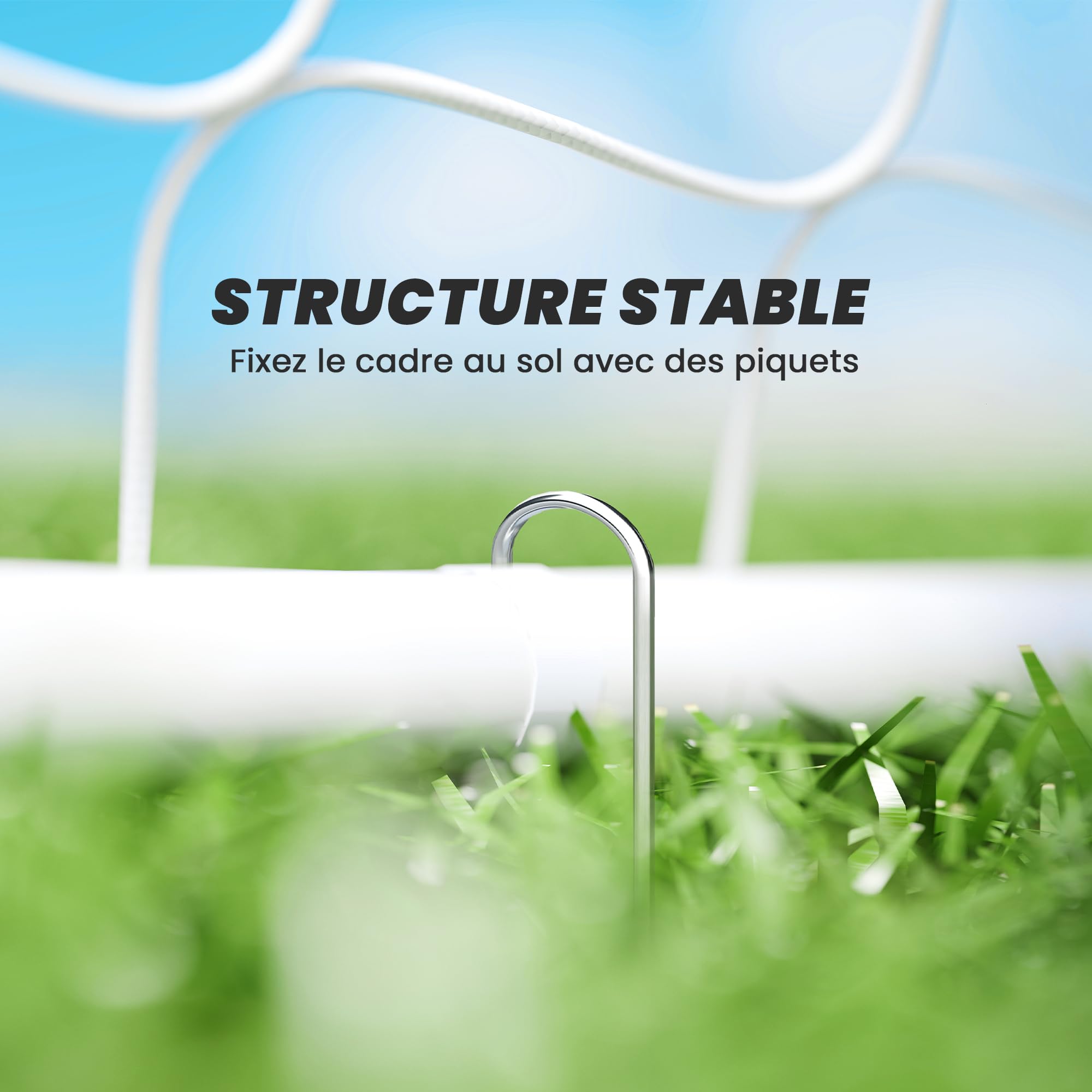 HOMCOM But de Football Cage de Foot d'entraînement 186L x 62l x 123H cm Châssis Métal Filet PE Piquets & Outil Inclus