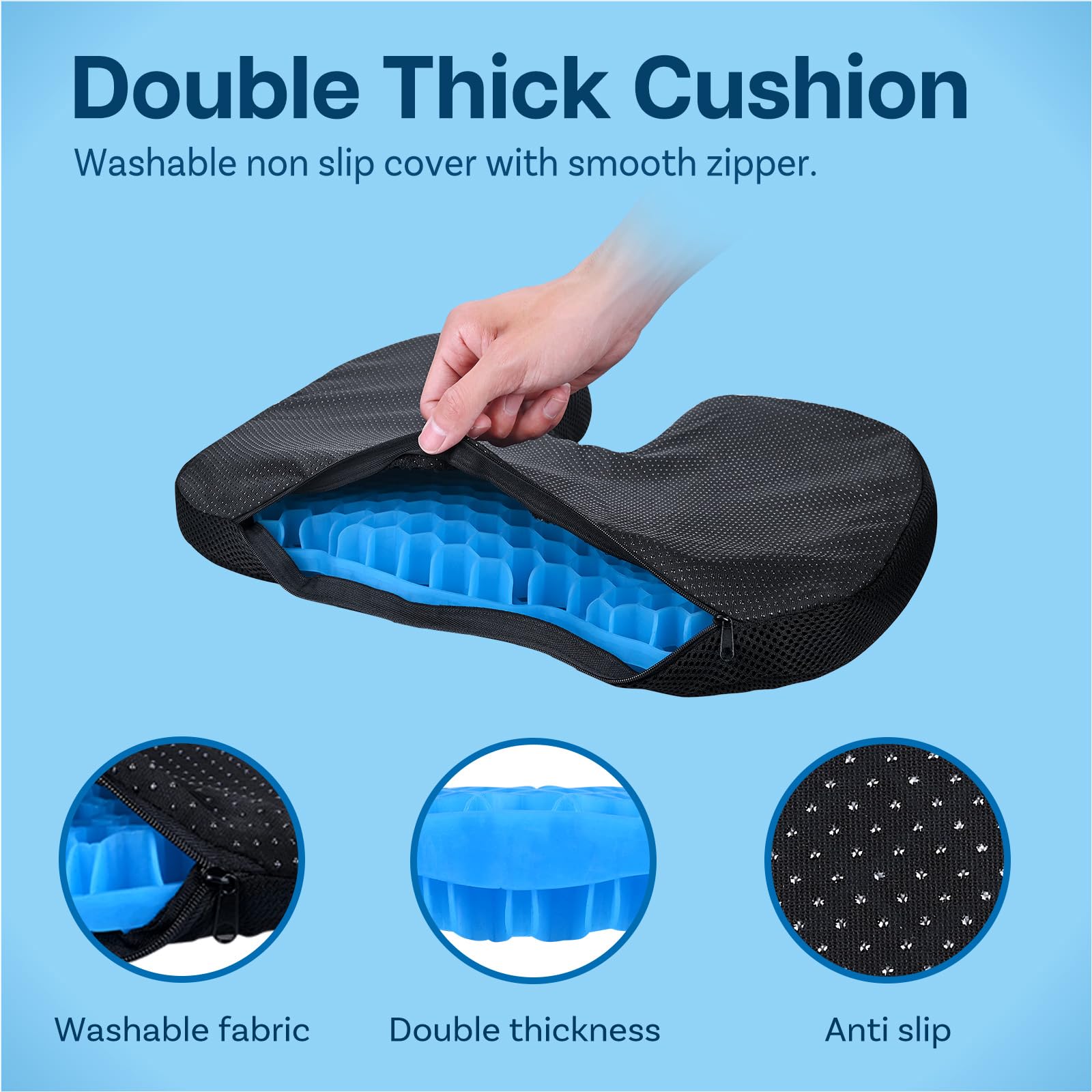 MMOBIEL Coussin de Siège de Kayak Antidérapant Imperméable en Gel - Coussin de Siège Portable pour Kayak, Bateau, Canoë etc. - Confortable & Anti-Pression - (U Shaped)