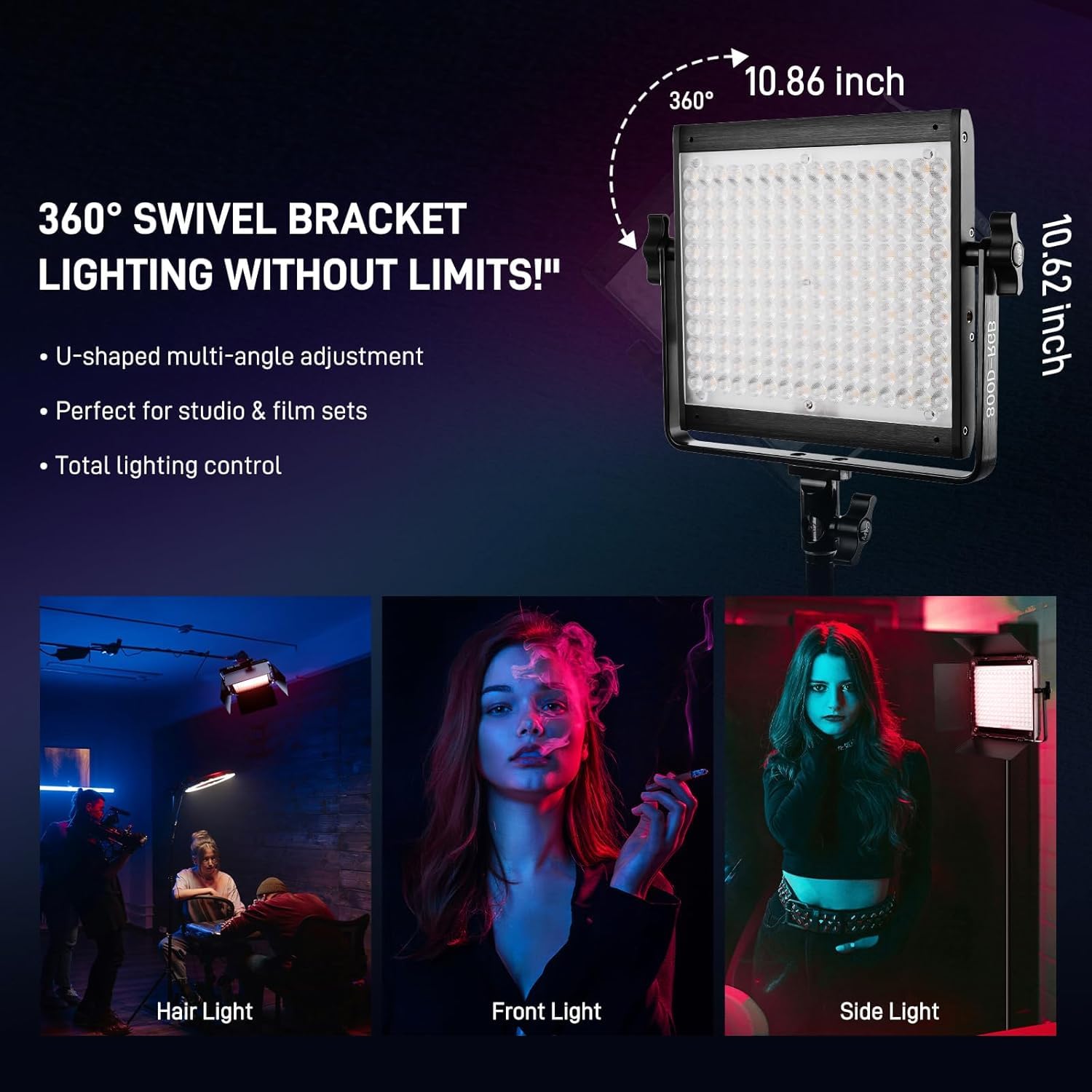 GVM 800D III LED Videoleuchte mit Stativ, RGB, 3200K–5600K Studilicht Fotografie Licht Panel,6X Helligkeit, 19500Lux/0,5m Fotolicht Dauerlicht für Foto Film, 20 Szenen, CRI97+ App-Steuerung (1Pack)