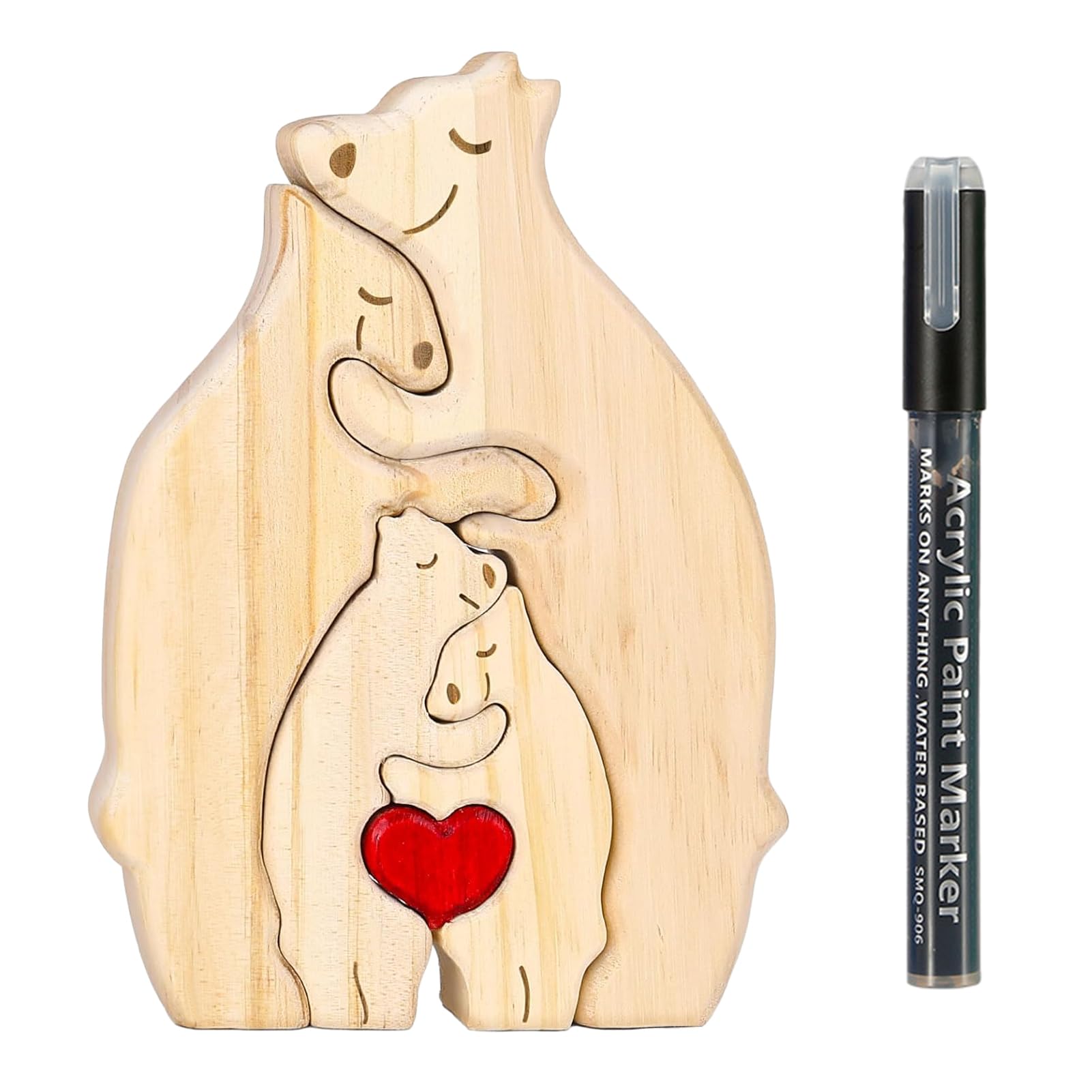 Personalisiertes Bärenfamilien-Holzpuzzle – Mit Familiennamen Gravierbar, Deko & Geschenk