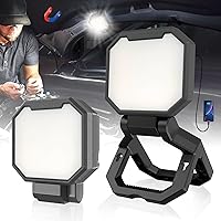HYPERLITE Rechargeable Magnetic Work Light 2-Pack 4000 Lumens 40W, Foldable Hook LED Lights for Garage Car Repair Camping Emergencies