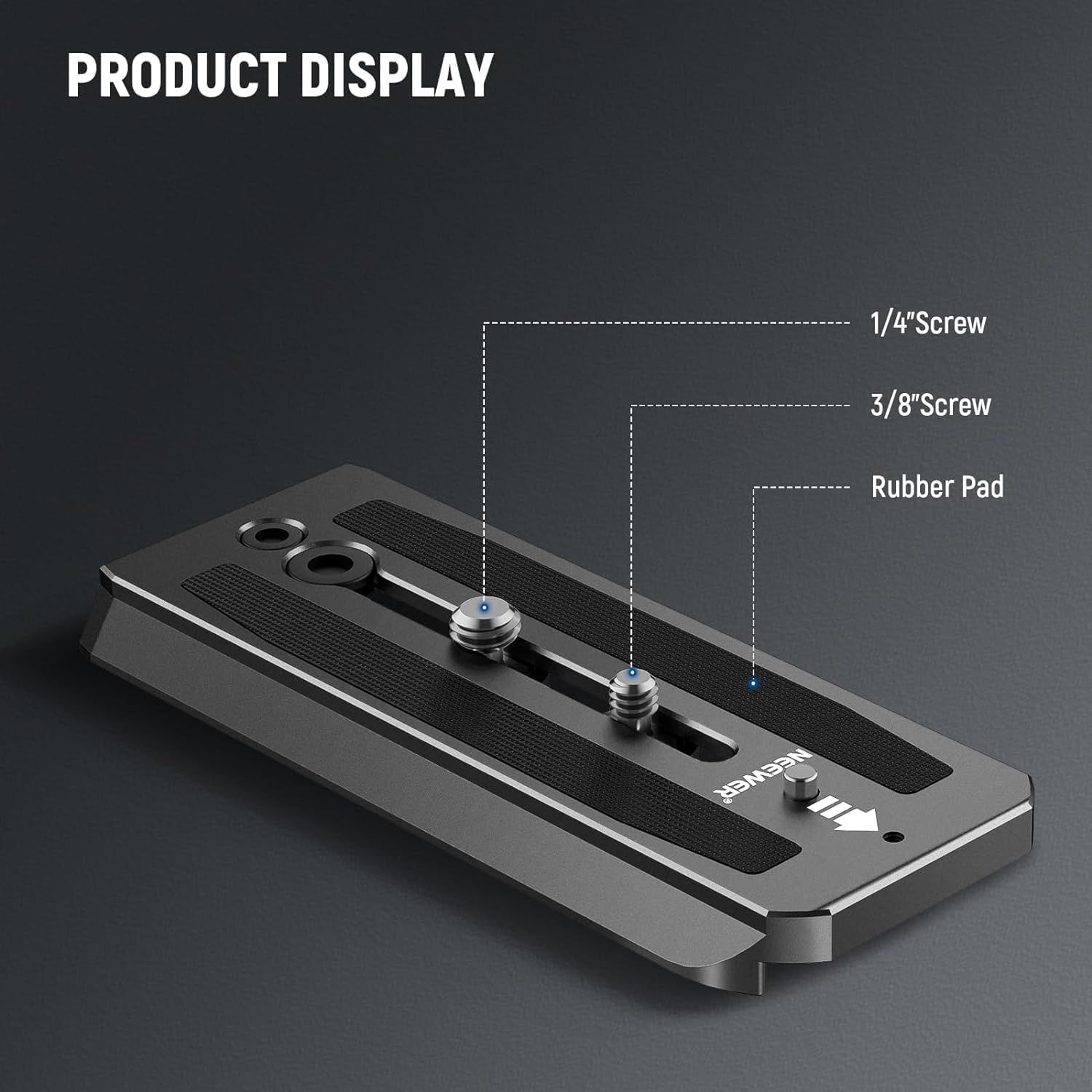Neewer 501PL Tripod Fluid Head Quick Release Plate, Camera Mounting Plate with 1/4" and 3/8" Screws, Anti Off Pin for GM001 GM002 GM006 Fluid Heads, QR5 - Image 2