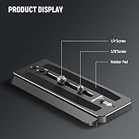 Vista 2 de Neewer 501PL - Placa de liberación rápida con cabezal fluido de trípode, placa de montaje de cámara con tornillos de 1/4 y 3/8 pulgadas, pin anti