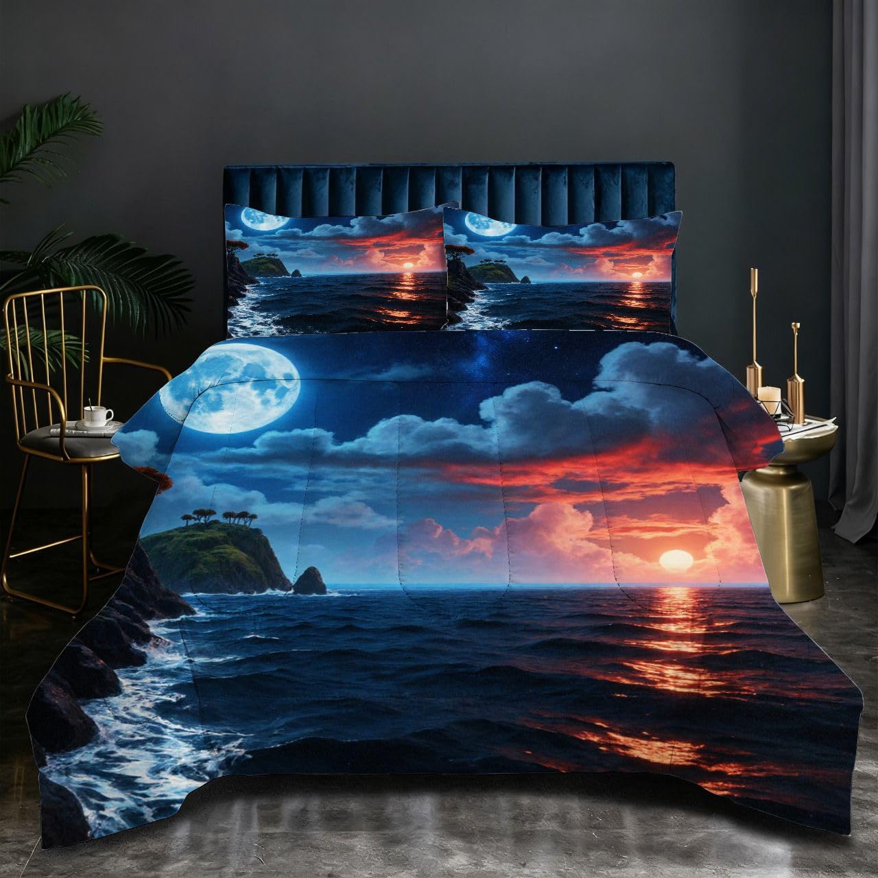 Parure de couette 240x260 cm avec paysage en microfibre et coton 200GSM