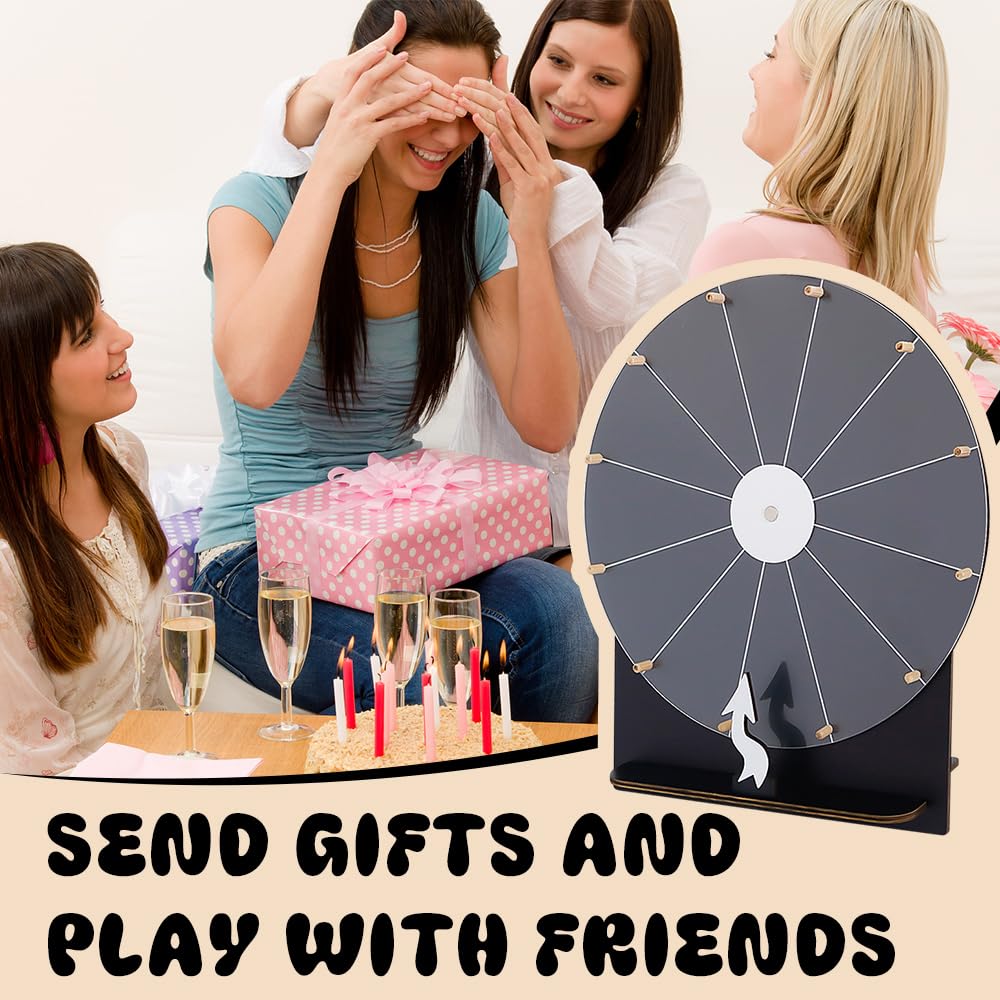 Glücksrad zum Drehen, 29cm Glücksrad zum Selbstgestalten, Roulette-Spinner des Glücks mit 12 Slots, Glücksrad zum Drehen für Hochzeitsspiele, Lotteriespiele, Wortspiele, Karneval Party