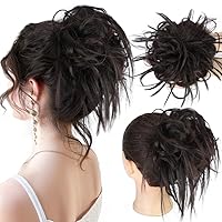 Vista 46 de HMD - Extensiones de cabello tipo rodete desordenado, cola de caballo con banda elástica de goma, extensiones de cabello sintético para mujer