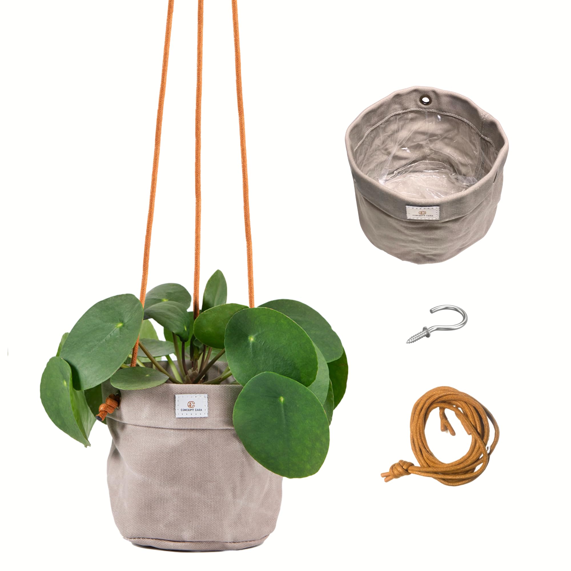 Concept Casa Waxed Canvas Hanging Planter