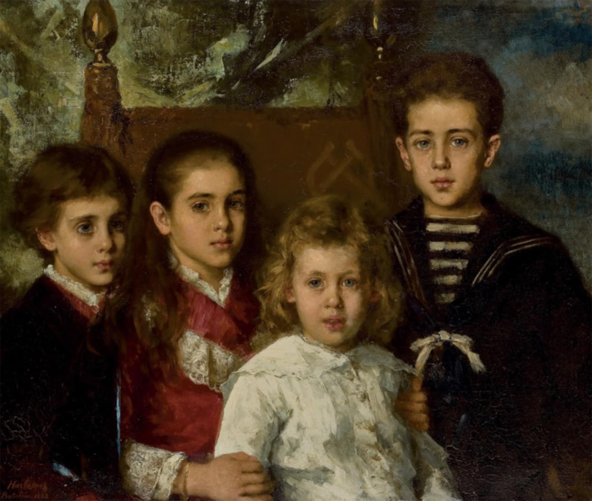 ARTXLXXBN Famous Print Painting Colorful Art Print Portrait of Children of Pavel Pavlovich Demidovsan Donato by Alexei Alexeivich Harlamoff Canvas Art Decorations for Home Decor 60x90cm