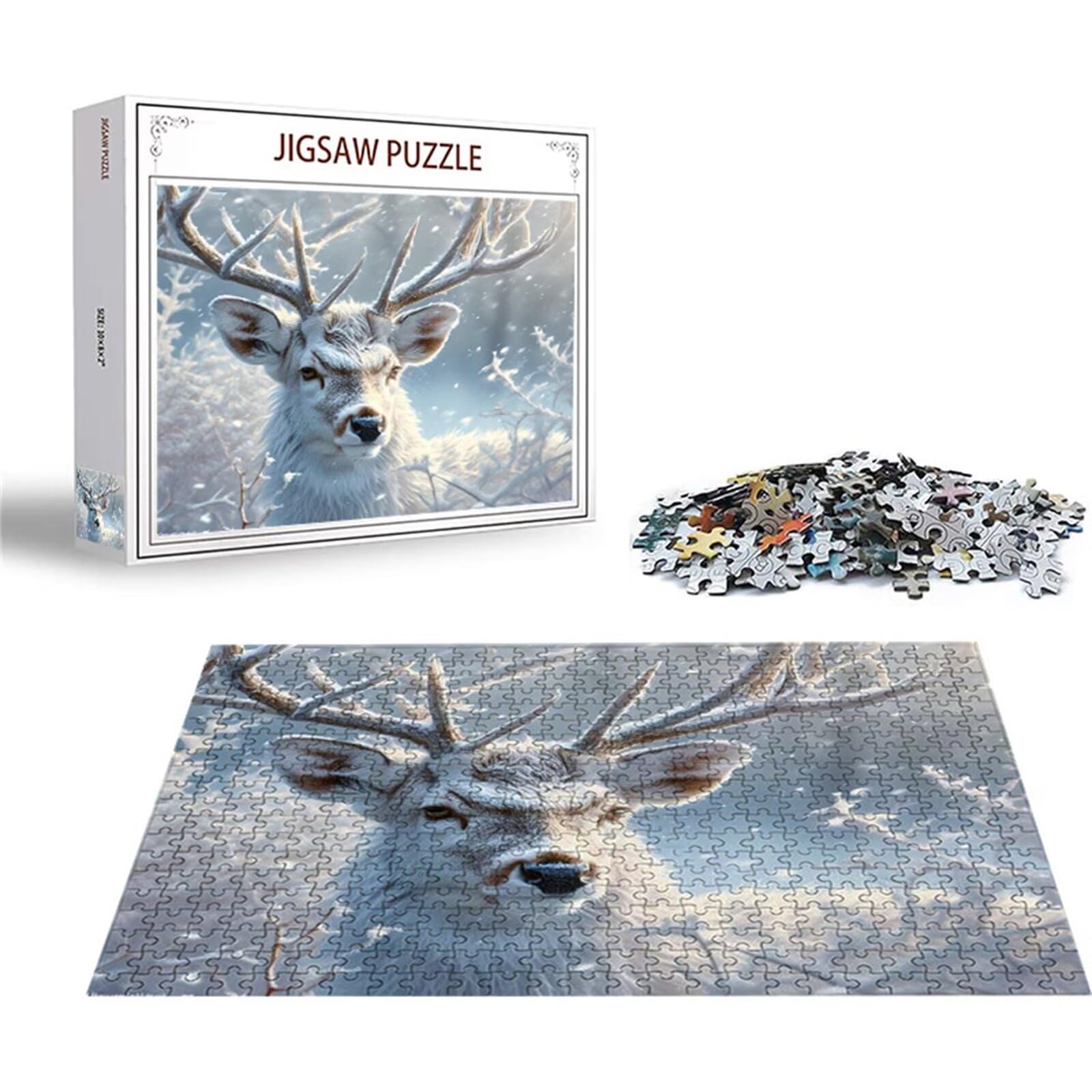 Puzzle 2000 sztuk jeleń puzzle zima drewniane układanki, klasyczne dla dorosłych diY gra wyzwanie idealnie pasują między nimi literami z tyłu Wysokiej jakości układanki dla dzieci dorosłych wiek 14
