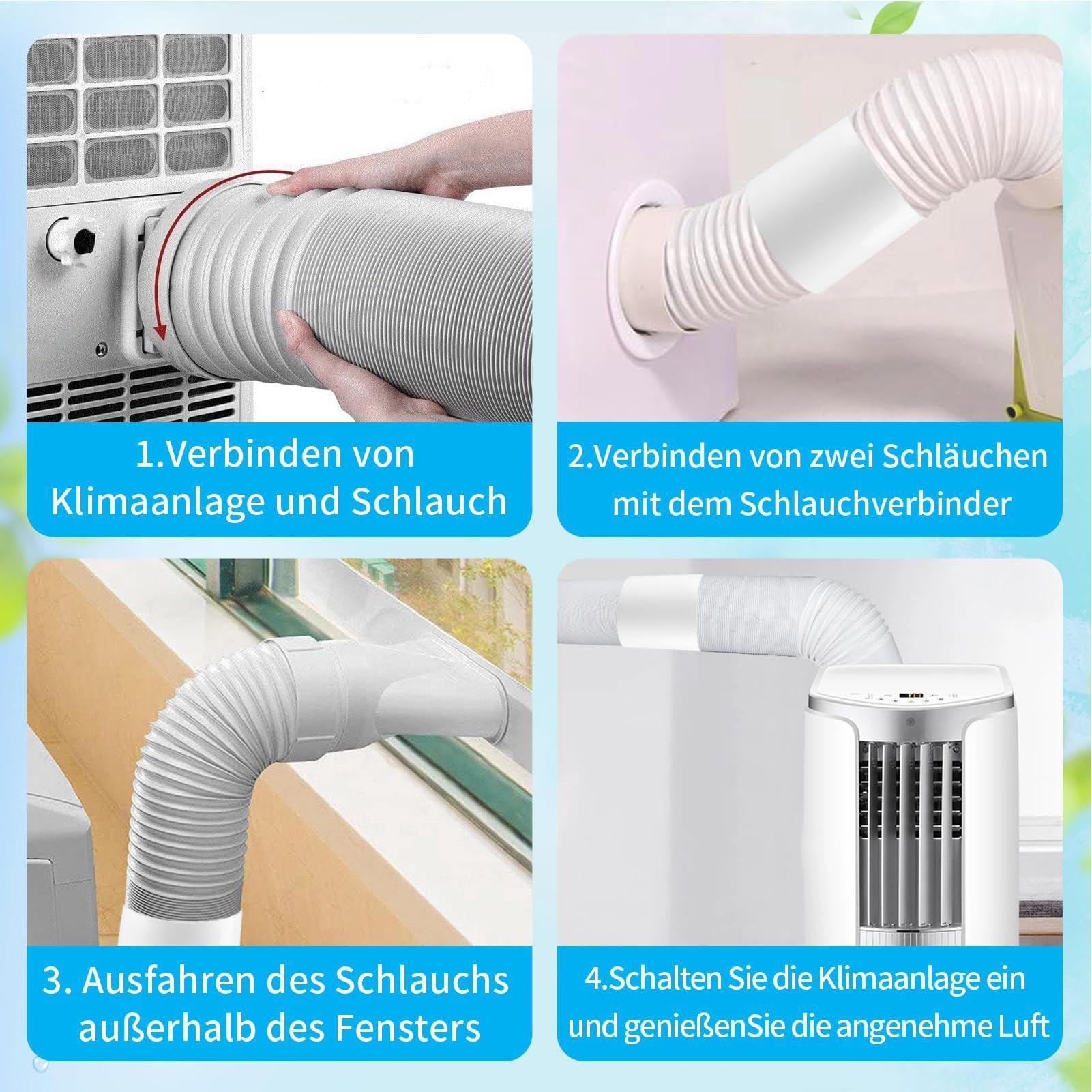 AC-Schlauchverbinder – 150 mm Universal-Abgaskupplung, tragbarer Klimaanlagen-Entlüftungsrohradapter, starke Passform, Kühlrohrverbinder für Zuhause, Büro, Schlafzimmer, Wohnzimmer, Hotelgebrauch