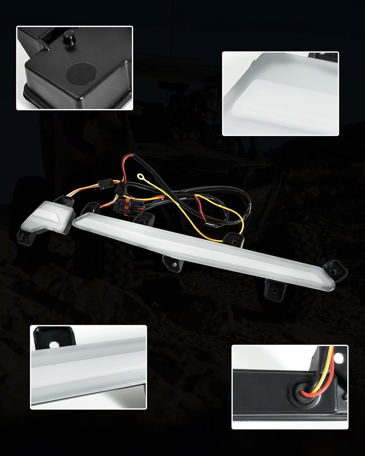 White LED Dash Light Assembly for Polaris RZR PRO XP/XP4/R/R4/S/S4 2025+ Accessories, IP67 Waterproof ABS Interior Lights Lamps for 2025 RZR PRO(Replace OEM #2418039, #2418040)