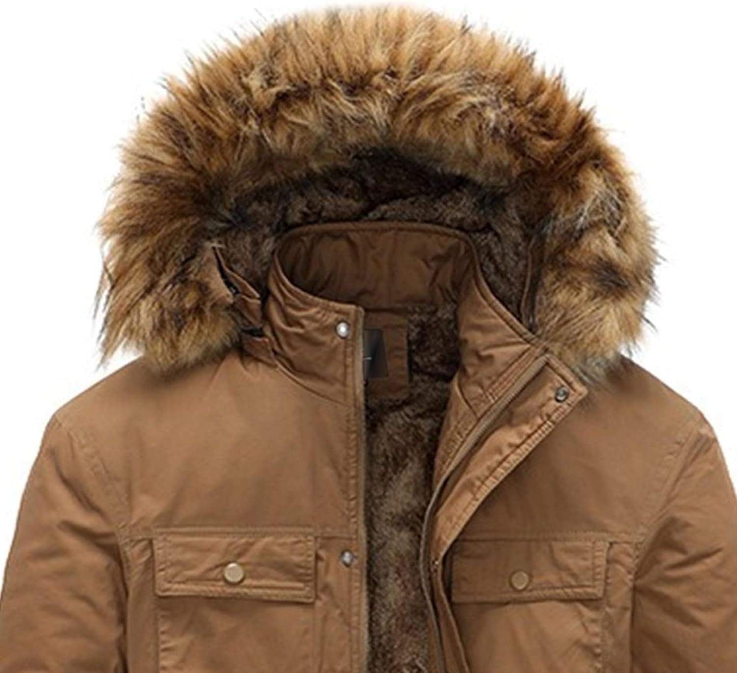 DGHM-JLMY Men 1/2 Pack Down Coat with Fur Collar Hood Padded Puffer Thicken Parka Jacket Fleece Warm Coat with Removable Hood