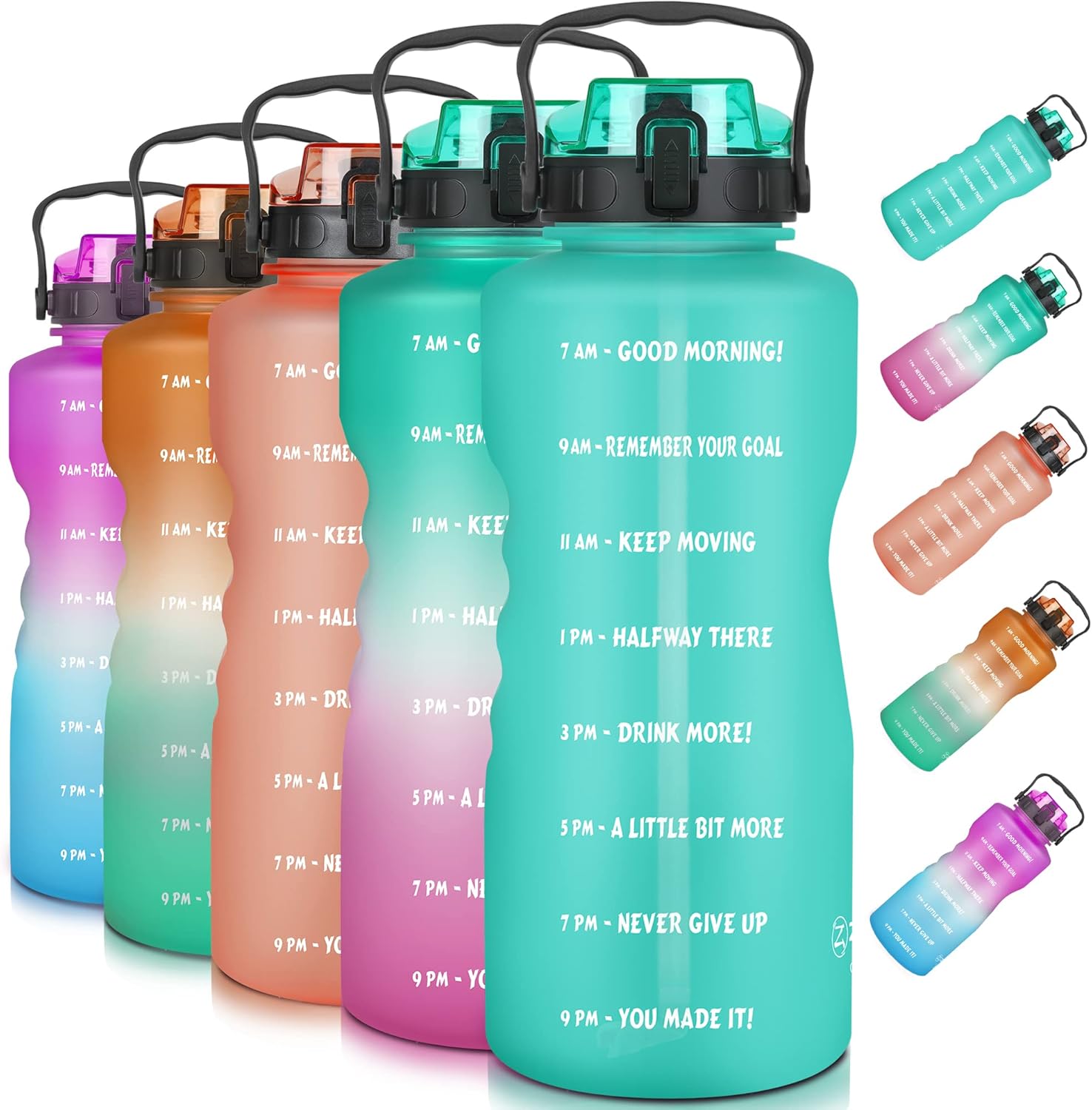ZOMAKE Gallon Water Bottle with Straw & Time Marker – 128 oz Motivational Large Water Jug BPA Free Leakproof Water Bottle Ensure You Drink Enough Water Daily