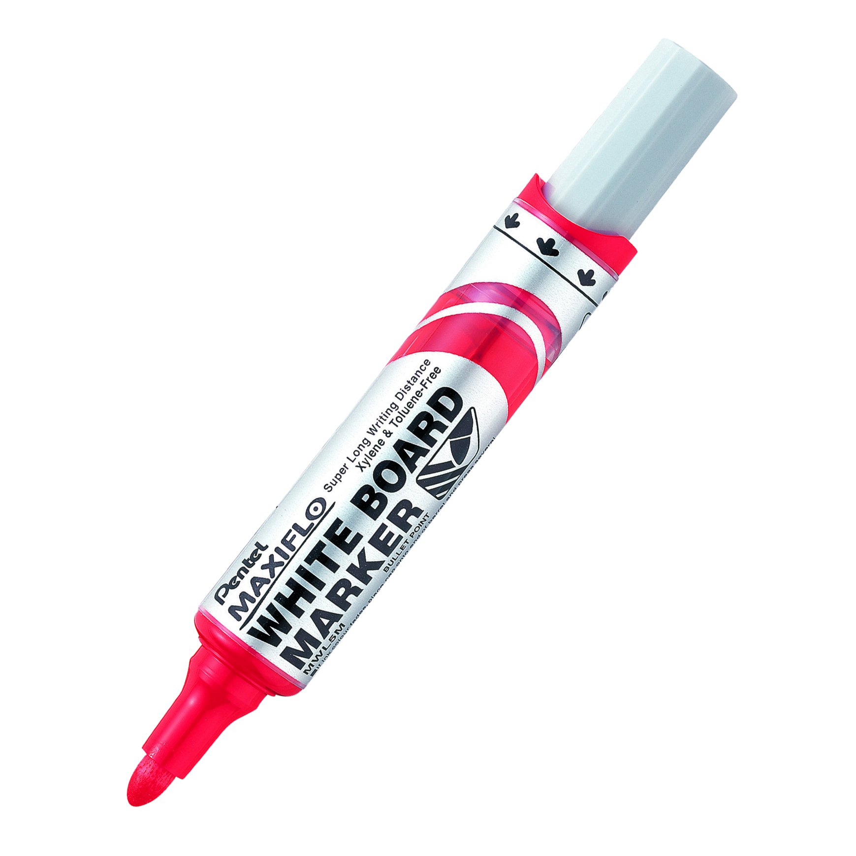Pentel Maxiflo Whiteboard-Marker, rund, Flüssigtinte, Basis, Rot, 12 Stück