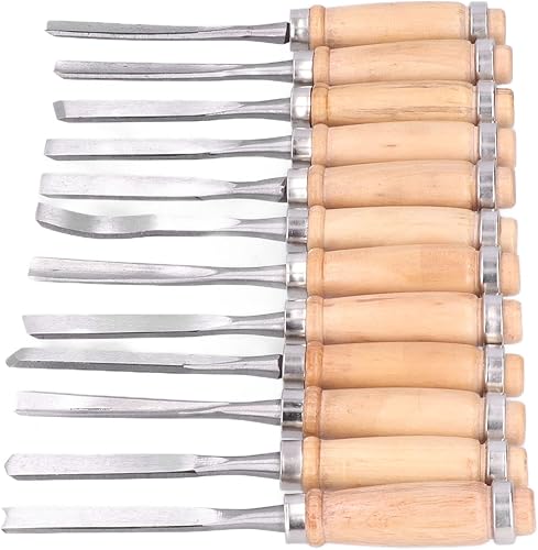 Miniatura 2 de Walfront 12 cinceles de torneado de madera, herramientas de separación de ranuras de madera, accesorios de tallado de carpintería, 8 pulgadas