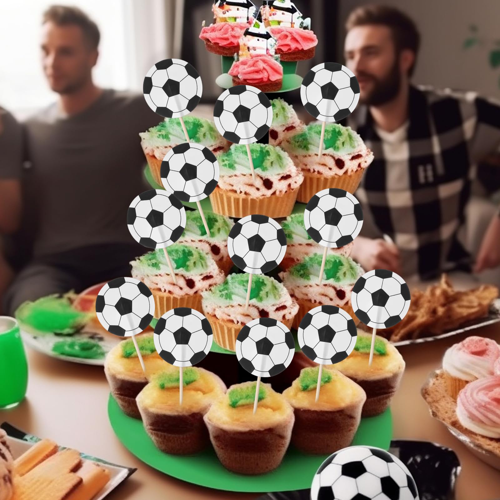 Décorations Gâteau Football 48 Pièces - Toppers Pour Cupcakes, Anniversaire Enfant - Thème Sport