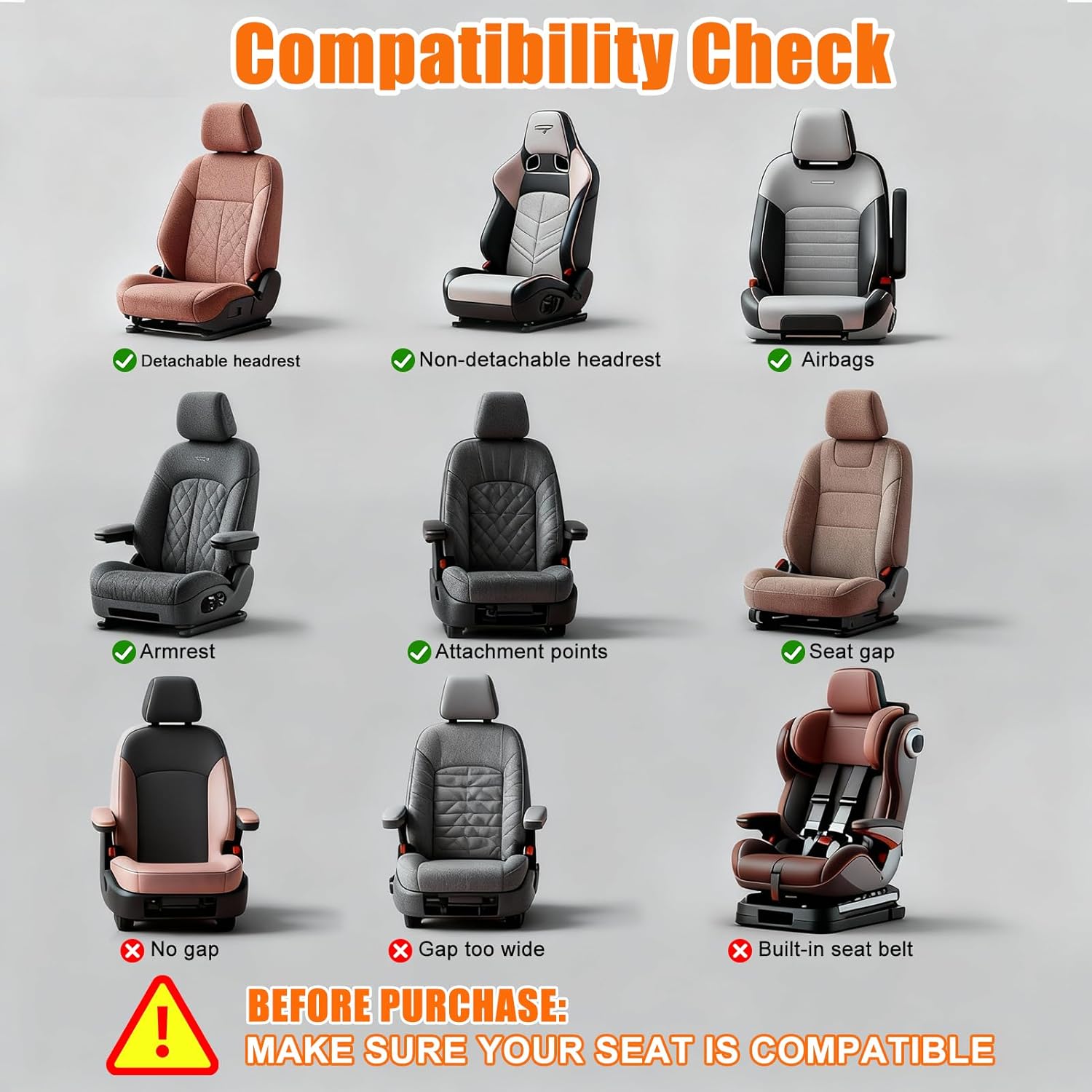 Car Seat Mat Set – High Density Faux Sheepskin Winter Seat Pad with Thickened Sponge Lining, Plush Warm Cushion, Fuzzy Car Seat Covers (Dark Gray)
