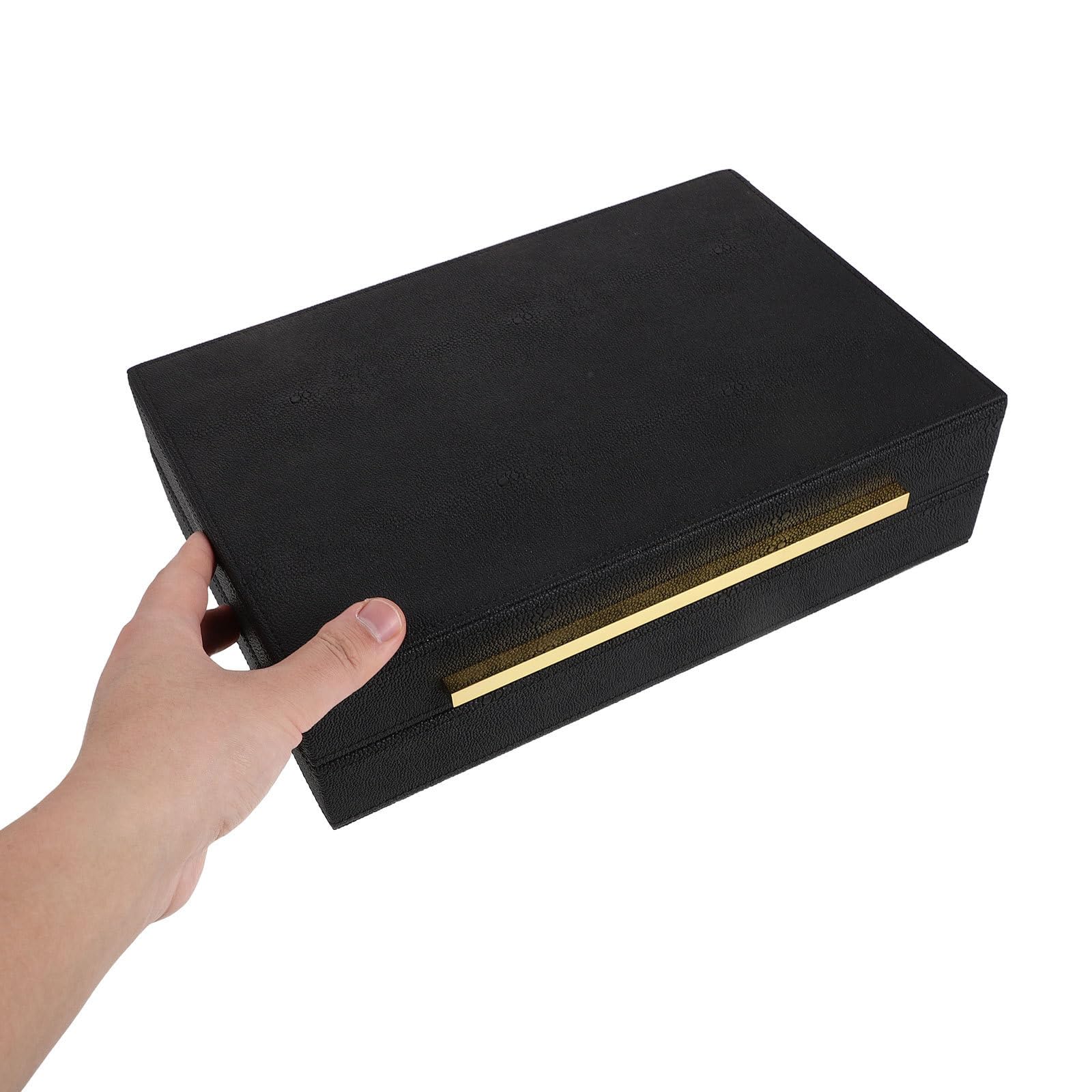 Gatuida Cofanetto Porta Accessori in Ecopelle Nera con Scomparti Strutturati Organizer Compatto per Accessori da Viaggio e Uso Quotidiano