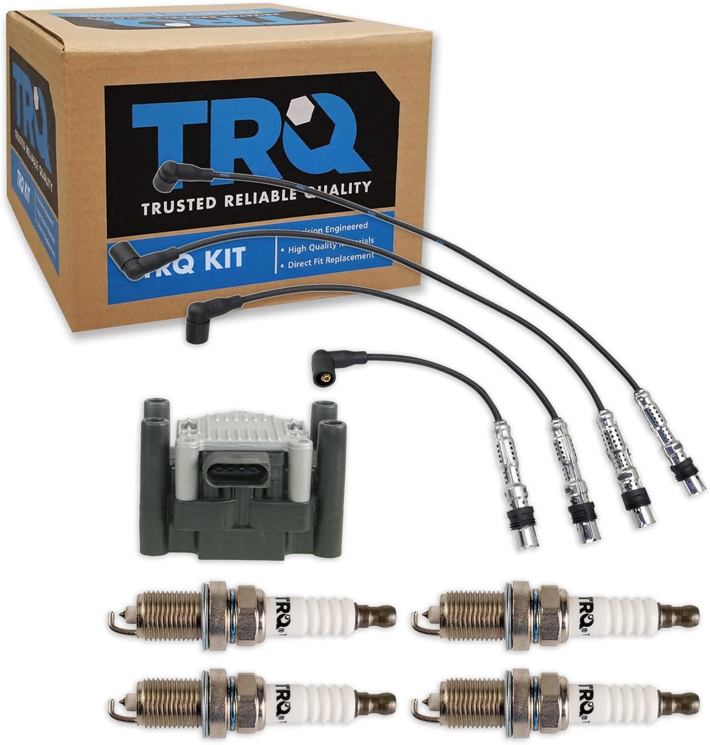 TRQ Ignition Coil & Spark Plug Kit Iridium 6 Piece Compatible with 2011 Volkswagen Jetta 2.0L Gasoline 2012-2015 Volkswagen Jetta 2.0L Naturally Aspirated Gasoline