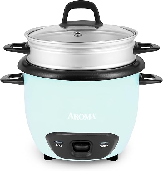 AROMA® 6-Cup (Cooked) / 1.5Qt. Rice & Grain Cooker (ARC-743-1NGBL), Light Blue